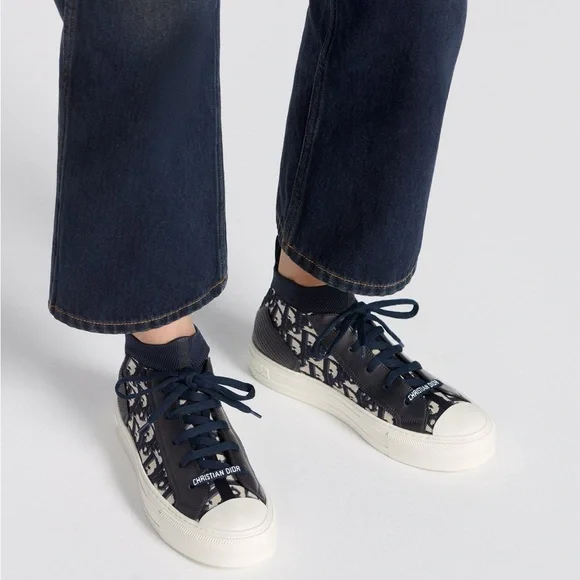 Christian Dior Walk'n'Dior Deep Blue Oblique Technical Mesh High Top Sneakers - Picture 2 of 12